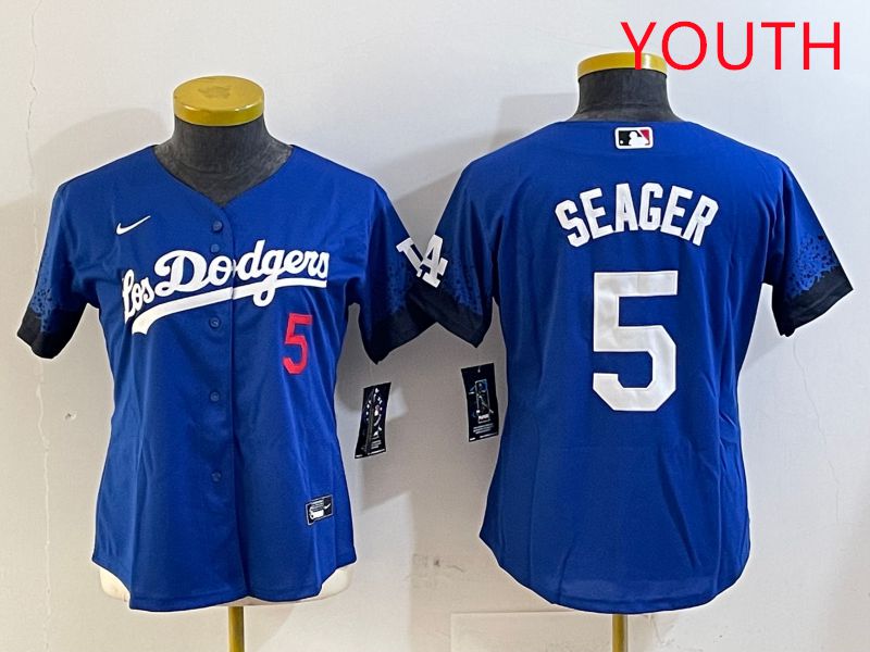 Youth Los Angeles Dodgers #5 Seager Blue City Edition 2025 Nike MLB Jersey style 1->youth mlb jersey->Youth Jersey